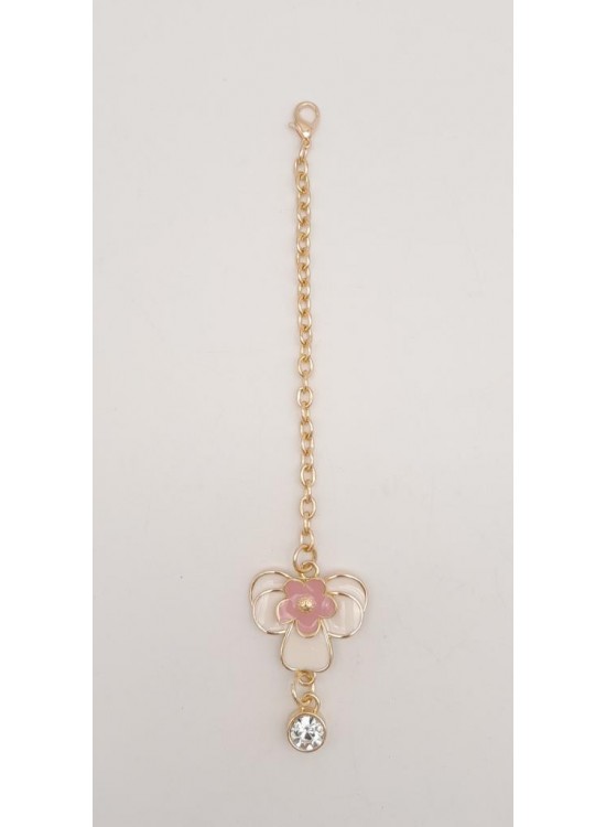 Çanta Aksesuar Light Gold Pudra Renk Çiçekli Sarkaç Süs