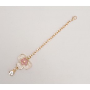 Çanta Aksesuar Light Gold Pudra Renk Çiçekli Sarkaç Süs