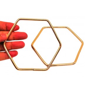 Çanta Aksesuar Light Gold Renk Altıgen Model Çift Metal Çanta Sapı