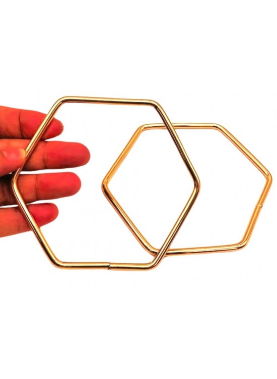 Çanta Aksesuar Light Gold Renk Altıgen Model Çift Metal Çanta Sapı