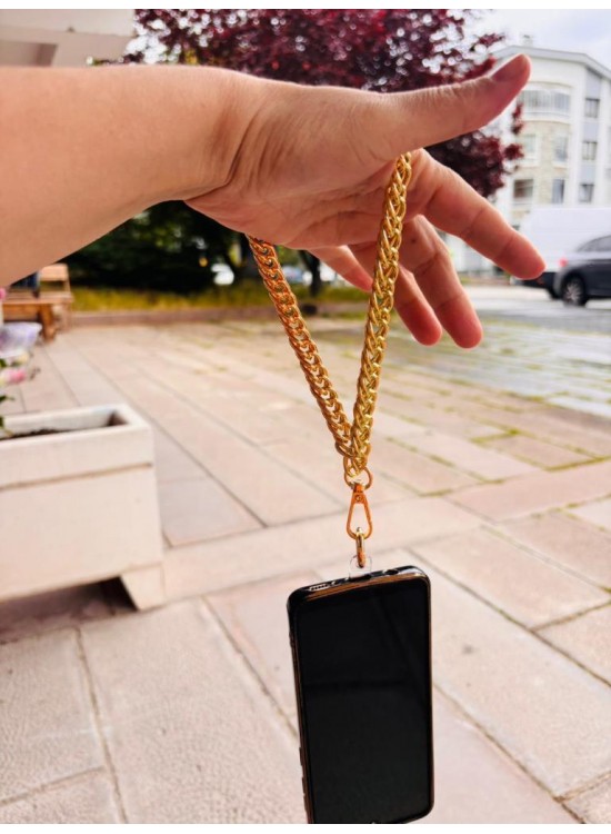 Çanta Aksesuar Light Gold Renk Çift Halkalı Telefon Bilek Askısı, Telefon Zinciri, Telefon Askısı, Tüm Telefon Kılıfları İçin Uygundur