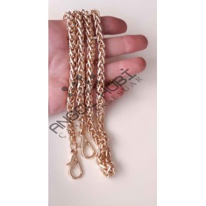 Çanta Aksesuar Light Gold Renk Kalın Örgü Çanta Zinciri Kancalı (120 Cm)