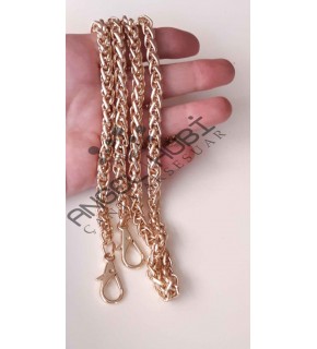 Çanta Aksesuar Light Gold Renk Kalın Örgü Çanta Zinciri Kancalı (120 Cm)