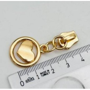 Çanta Aksesuar Light Gold Renk Kalp Fermuar Başı Elcik Kursör