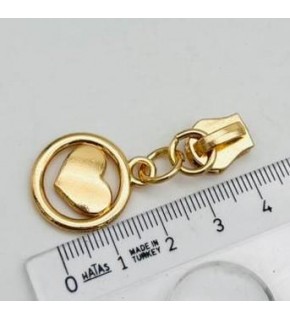 Çanta Aksesuar Light Gold Renk Kalp Fermuar Başı Elcik Kursör