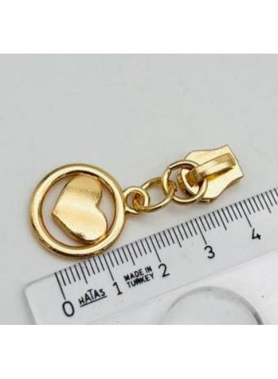 Çanta Aksesuar Light Gold Renk Kalp Fermuar Başı Elcik Kursör