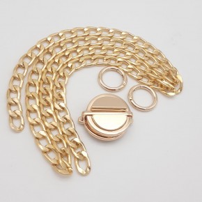 Çanta Aksesuar Light Gold Renk Orta Kalınlık Zincir Set No:12