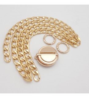 Çanta Aksesuar Light Gold Renk Orta Kalınlık Zincir Set No:12