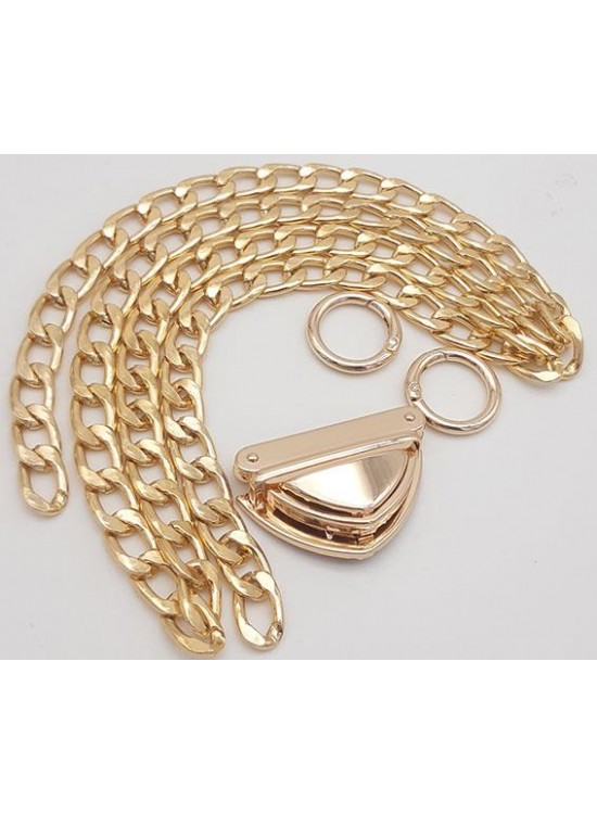 Çanta Aksesuar Light Gold Renk Orta Kalınlık Zincir Set No:3