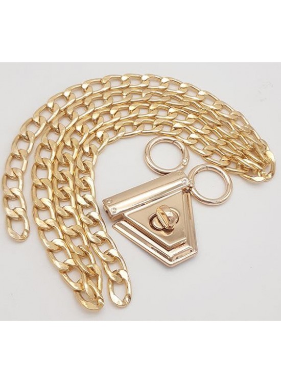 Çanta Aksesuar Light Gold Renk Orta Kalınlık Zincir Set No:4