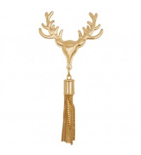 Çanta Aksesuar Light Gold Renk Püsküllü Geyik Model Çanta Süsü