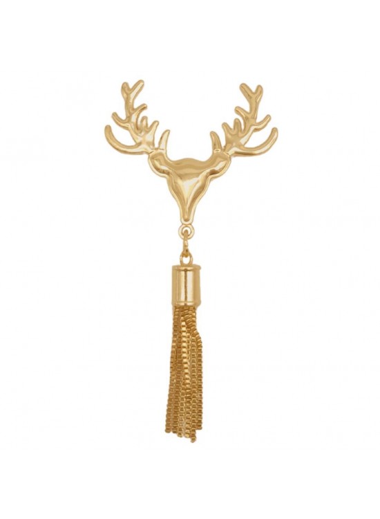 Çanta Aksesuar Light Gold Renk Püsküllü Geyik Model Çanta Süsü