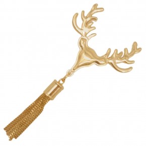 Çanta Aksesuar Light Gold Renk Püsküllü Geyik Model Çanta Süsü