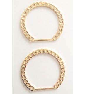 Çanta Aksesuar Light Gold Renk, Zincir Görünümlü Kısmen Yuvarlak Metal Çanta Sapı