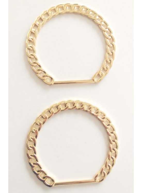 Çanta Aksesuar Light Gold Renk, Zincir Görünümlü Kısmen Yuvarlak Metal Çanta Sapı