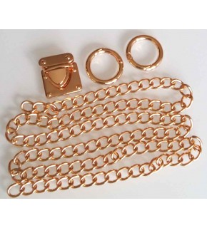 Çanta Aksesuar Light Gold Renk Zincir Set