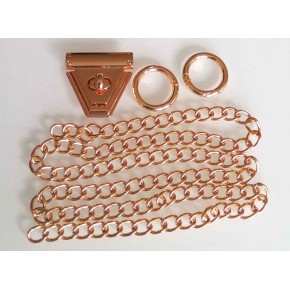 Çanta Aksesuar Light Gold Renk Zincir Set