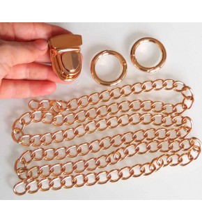 Çanta Aksesuar Light Gold Renk Zincir Set