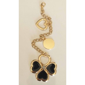 Çanta Aksesuar Light Gold Sarkaç Süs Yonca Kalp Daire