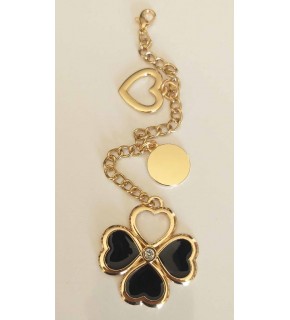 Çanta Aksesuar Light Gold Sarkaç Süs Yonca Kalp Daire