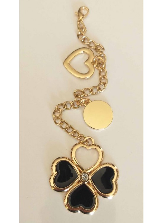 Çanta Aksesuar Light Gold Sarkaç Süs Yonca Kalp Daire