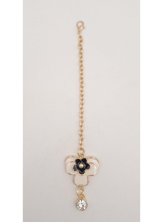 Çanta Aksesuar Light Gold Siyah Renk Çiçekli Sarkaç Süs