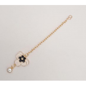 Çanta Aksesuar Light Gold Siyah Renk Çiçekli Sarkaç Süs