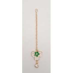 Çanta Aksesuar Light Gold Yeşil Renk Çiçekli Sarkaç Süs