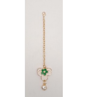 Çanta Aksesuar Light Gold Yeşil Renk Çiçekli Sarkaç Süs