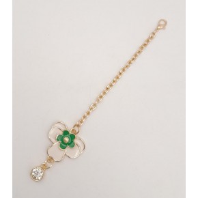 Çanta Aksesuar Light Gold Yeşil Renk Çiçekli Sarkaç Süs