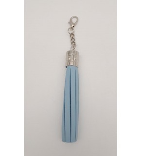 Çanta Aksesuar Mavi Suni Deri Kovanlı Püskül Gümüş Metalli