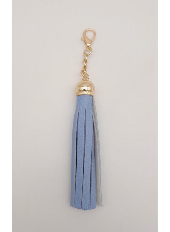 Çanta Aksesuar Mavi Suni Deri Kovanlı Püskül Light Gold Metalli