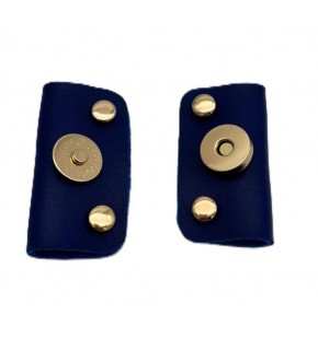 Çanta Aksesuar Mavi Suni Derili Troklu Mıknatıslı Çıtçıt Light Gold Metalli