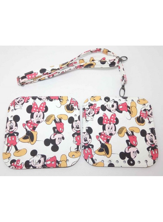 Çanta Aksesuar Miki Mouse Desenli 2 Kare Plaka Ayarlamalı Sap Çanta Seti