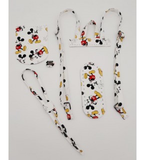 Çanta Aksesuar Miki Mouse Desenli Sırt Çanta Seti Füme Metalli