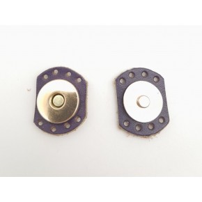 Çanta Aksesuar Mor Renk Gerçek Derili Oval Kenar Mıknatıslı Çıtçıt Light Gold Metalli