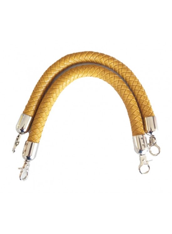 Çanta Aksesuar Örme Çanta Sapı Kısa Gümüş Metalli Hardal