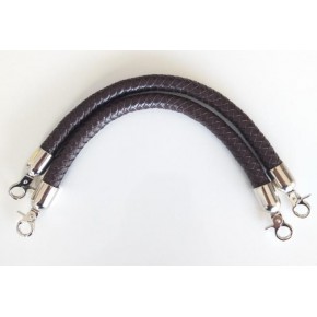 Çanta Aksesuar Örme Çanta Sapı Kısa Gümüş Metalli Koyu Kahve