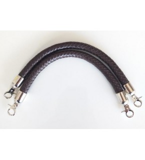 Çanta Aksesuar Örme Çanta Sapı Kısa Gümüş Metalli Koyu Kahve