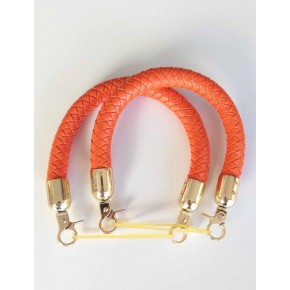 Çanta Aksesuar Örme Çanta Sapı Kısa Turuncu Renk Light Gold Metal