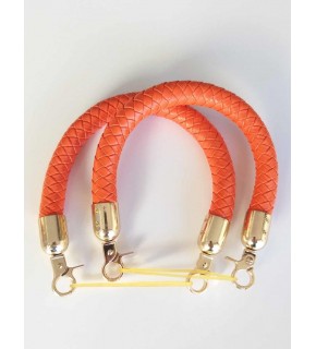 Çanta Aksesuar Örme Çanta Sapı Kısa Turuncu Renk Light Gold Metal