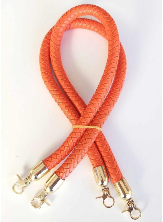 Çanta Aksesuar Örme Çanta Sapı Uzun Turuncu Renk Light Gold Metal