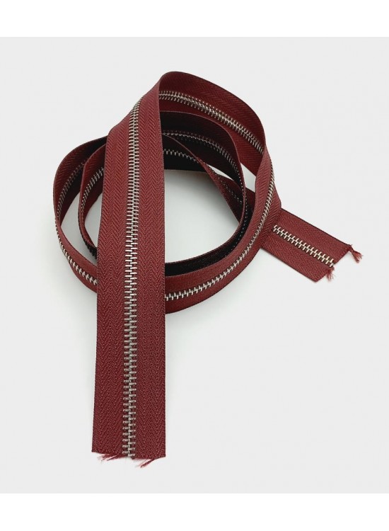 Çanta Aksesuar Ortası Gümüş Fermuar 100 Cm Bordo Renk