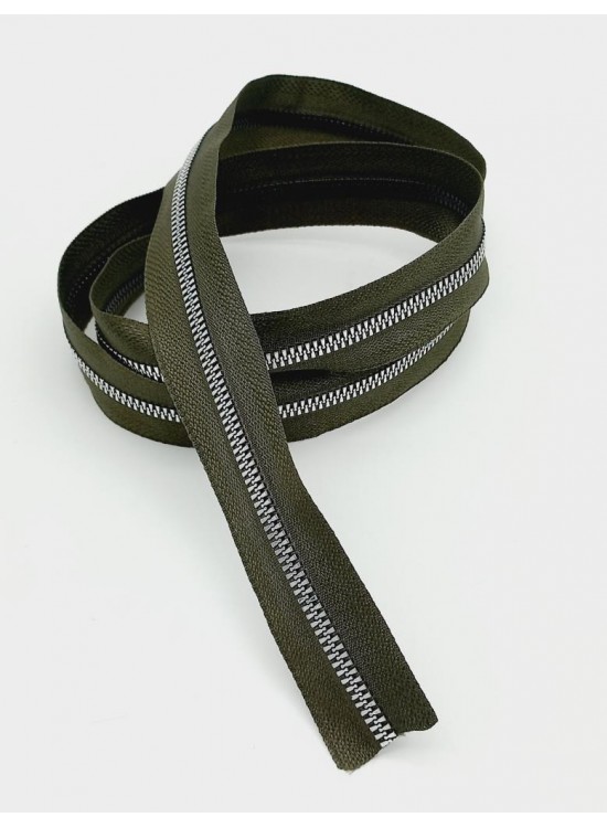 Çanta Aksesuar Ortası Gümüş Fermuar 100 Cm Haki Yeşil Renk