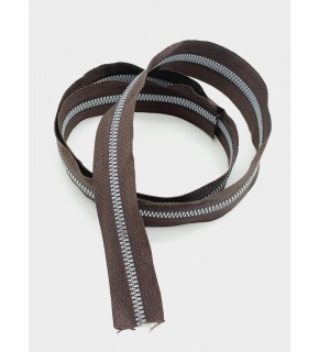 Çanta Aksesuar Ortası Gümüş Fermuar 100 Cm Kahverengi