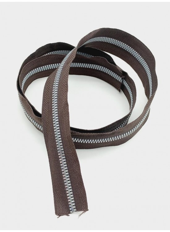 Çanta Aksesuar Ortası Gümüş Fermuar 100 Cm Kahverengi