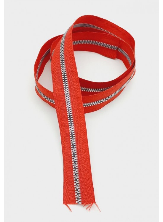 Çanta Aksesuar Ortası Gümüş Fermuar 100 Cm Kırmızı Renk