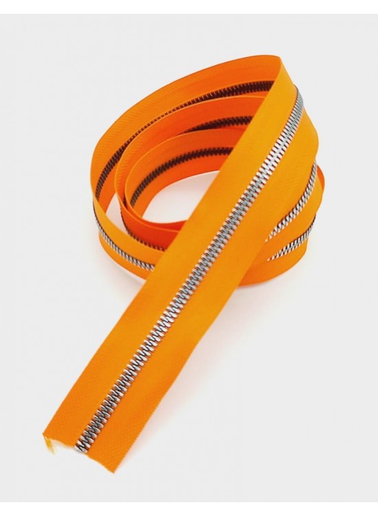 Çanta Aksesuar Ortası Gümüş Fermuar 100 Cm Turuncu Renk