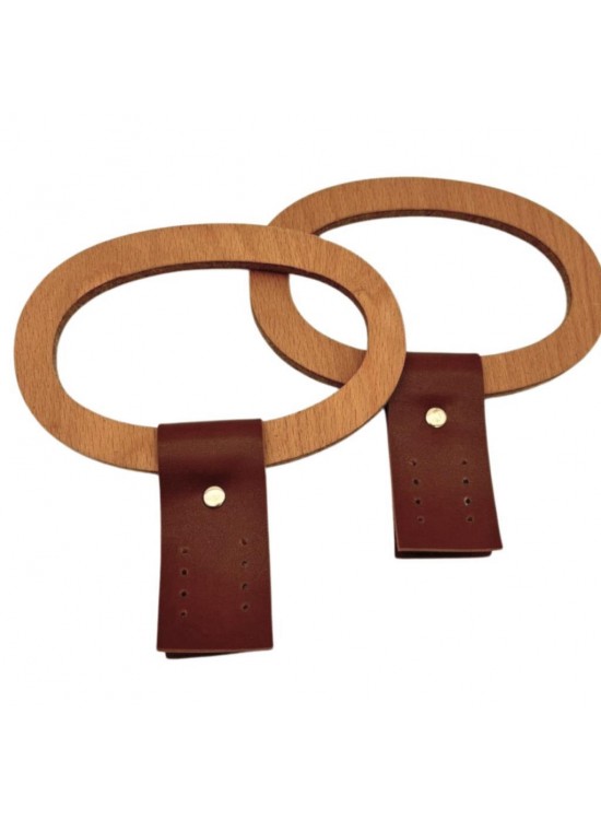 Çanta Aksesuar Oval Derili  Ahşap Çanta Sapı Açık Renk