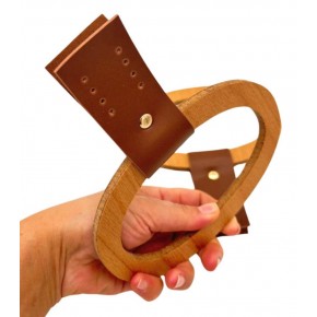 Çanta Aksesuar Oval Derili  Ahşap Çanta Sapı Açık Renk